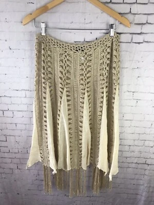 Coco + Carmen юбка один размер женщин новый бежевый открытый трикотажа хиппи богемный (BAE) - Изображение 1 из 4