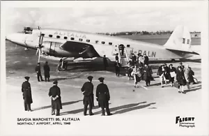 ALITALIA SAVOIA MARCHETTI 95 NORTHOLT AIRPORT 1948 REAL PHOTO POSTCARD RPPC - Picture 1 of 2