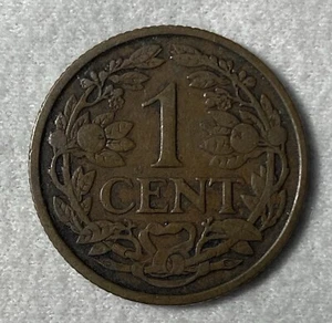 1929 Netherlands One Cent Vintage Coin World Collectible Coin VG Free Shipping! - Picture 1 of 2