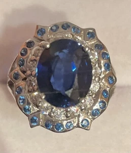4,30 CTW KÖNIGSBLAU SAPHIR 925 STERLINGSILBER RING SCHMUCK - Bild 1 von 9
