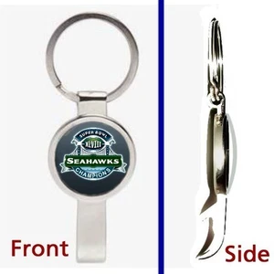 Seattle Seahawks Super Bowl 48 Champs Pennant Keychain sil. secret bottle opener - Picture 1 of 1