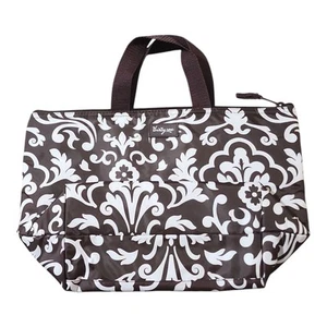 Thirty One Kitchen Grocery Cooler Bag Insulated Damask Pattern Brown White 14x9" - Picture 1 of 6