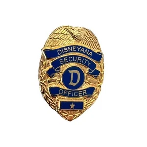 2001 Disneyland DISNEYANA Convention SECURITY OFFICER Gold MINI BADGE PIN - Picture 1 of 2