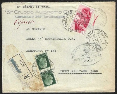 ITALIA 1941 Registrado Militar Cubierta Posta #3200 a Posta #3100 Foto 1 de 2