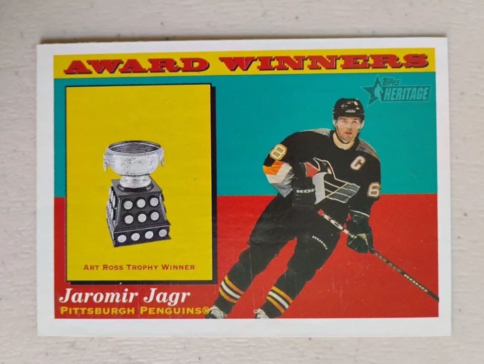 01 02  TOPPS HERITAGE AWARD WINNERS ART ROSS TROPHY JAROMIR JAGR #137 PENGUINS - Image 1 of 2