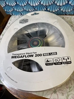 Cooler Master MegaFlow 200mm Transparent Silent Fan Red LED R4-LUS-07AR-GP - Image 1 of 2