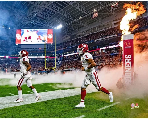 Kyler Murray Oklahoma Sooners Unsigned White Jersey Pre-Game Photograph Cover