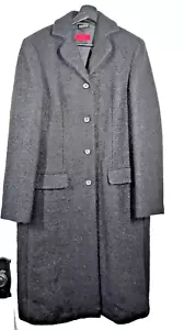 VTG Hugo Boss Germany Made Trench Overcoat Mohair Wool Men's Black Size Small - Picture 1 of 10