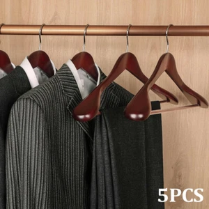 5X Thick Wood Suit Hanger Coat Outerwear Hanger Rack Atelier Studio Dress Hanger - Picture 1 of 16