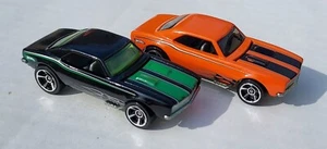 HW's 2 diff. '67 Camaros, 1967 Muscle Mania, orange & black, very nice!!! - Picture 1 of 5