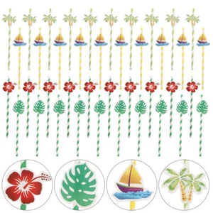 40 PCS Coconut Tree Paper Straw Bride Tropical Straws for Drinks - Picture 1 of 12