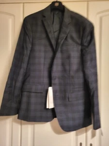 Calvin Klein Flannel Checked Suit Blazer Jacket, Navy Size 40R BNWT RRP £350 - Picture 1 of 6