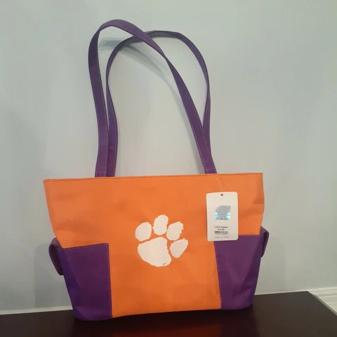 Clemson Ladies Handbag  91/2"×14" Orange And Purple OLP NWT Valang Cover