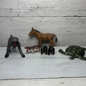 Vintage Plastic Miniature Lot  1990’s Turtle And Baboon And Unmarked Donkey ++ - Picture 1 of 18