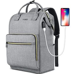  Laptop Backpack for Women, Travel Backpack for College with USB 15.6 inch Grey