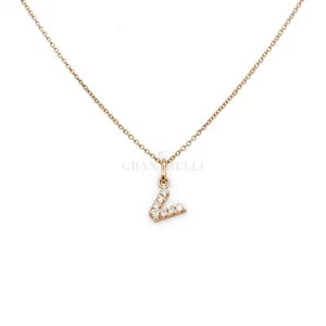 Col Lettre V en or Rose Avec Diamants - Picture 1 of 1