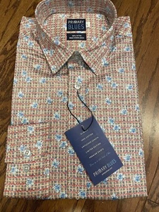 Primary Blues 100% Cotton Button Down Collared Long Sleeve Shirt Men’s LG NWT - Picture 1 of 6