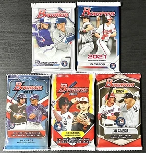2024 2023 2022 2021 2020 Topps Bowman Mega Box 10 Card Packs NO MOJOS - Picture 1 of 6