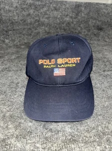VINTAGE Polo Sport Ralph Lauren Spell Out US Flag Hat Cap Strapback Colorblock - Picture 1 of 5