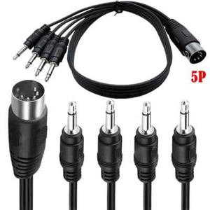 MIDI DIN 5 Pin Male Plug to 4 3.5mm 1/8" Jack Mono AUX Audio Adapter Cable 1.6Ft - Picture 1 of 6