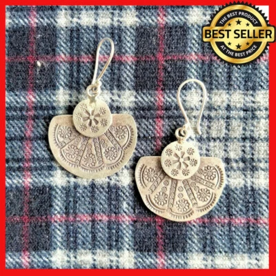 Fine Silver Earrings Sterling 925 women Tender Asian Traditional Solid Craft - Image 1 of 4