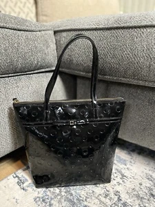 Kate Spade Jeralyn Camellia Street Tote Bag Black Shiny Polka Dots Purse - Picture 1 of 12