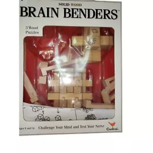 Brain Benders Solid Wood 3 Wood Puzzles by Cardinal Mind Challenging Games NIB - Picture 1 of 3