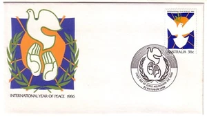 1986 FDC Australia. International Year of Peace. "Dove" Pict. FDI "MELBOURNE" - Picture 1 of 2