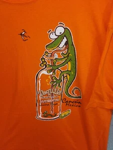 Cancun Mexico Authentic Tequila Lizard Riviera Maya T-Shirt Orange Mens Sz XL - Picture 1 of 6