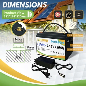 12V 120Ah LiFePO4 Akku 100A Lithium Batterie für Wohnmobil Solar Notstromversorg - Bild 1 von 6