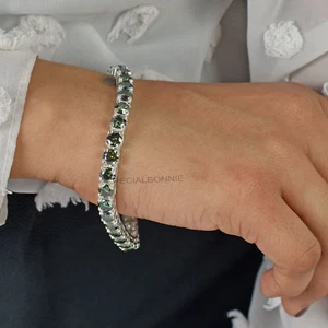 Certified 17Ct Blue Diamond Tennis Unisex Bracelet-Amazing Shine & Bling VIDEO - Picture 1 of 14