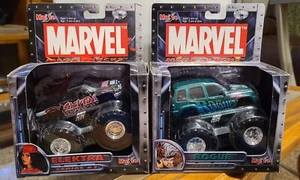 2 Maisto Motorized Marvel Mega Trucks Rogue & Elektra Die Cast Metal - Picture 1 of 4