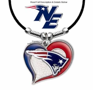 NEW ENGLAND PATRIOTS NECKLACE LOVE HEART FOOTBALL SPORTS NFL GIFT FREE SHIP' - Picture 1 of 6