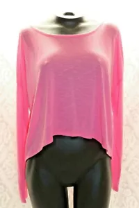 Wallflower Mujer L Alto Bajo Top Rosa Encaje Espalda Mangas Largas Nuevo con Etiquetas - Imagen 1 de 5