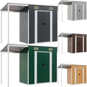 Outdoor Storage Shed Lockable Metal Garden House for Backyard Patio Steel Door - Picture 1 of 51