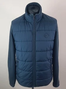 Chaqueta acolchada híbrida Hackett London para hombre talla M azul marino cremallera completa mezcla de algodón - Imagen 1 de 12
