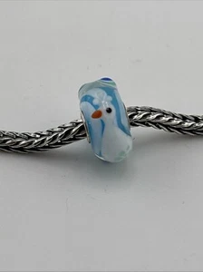 Autentica Trollbeads Perla Pavone Blu Rara su Base a Righe Blu #282 - Foto 1 di 6