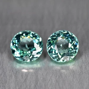 0.75Ct Round Pair _ Sizzling Neon Bluish Green Color Unheated Paraiba Tourmaline - Bild 1 von 1