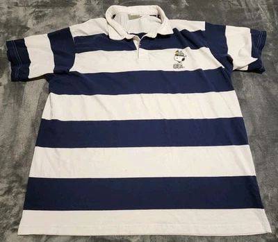 花生 Aeropostale Polo 男式特大号白色蓝色条纹刺绣 Z* — 第 1/4 张图片