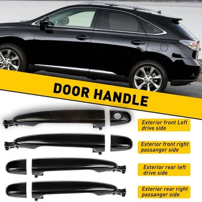 Para Lexus GX470 Base 2003-2009 4X Manija de puerta delantera trasera derecha exterior negra Foto 1 de 4
