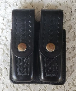 Davis Leather Company Black Basket Weave Double  Stack Magazine Pouch 486-HS - Picture 1 of 5