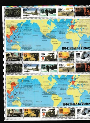 1944 Road To Victory – Sheet of 20 – 29 Cents USPS Postage Stamps - Image 1 of 3