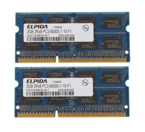 Elpida 4GB 2X 2GB PC3-8500S DDR3 1066Mhz SO-DIMM Laptop Memory RAM PC8500 2GB/ - Picture 1 of 6