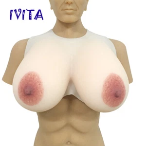 IVITA K Cup Silicone Crossdressers Oval Breast 13XL Big Areola Fake Boobs  - Picture 1 of 12