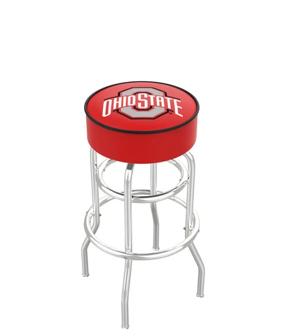 30" L7C1 - 4" Ohio State Cushion Seat with Double-Ring Chrome Base Bar Stool Cover