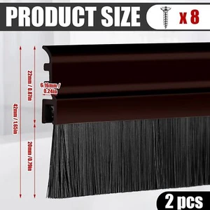 Tandefio Door Bottom Sweep 2PCS Bristle Door Brush Seal with Screws Brown - Picture 1 of 5