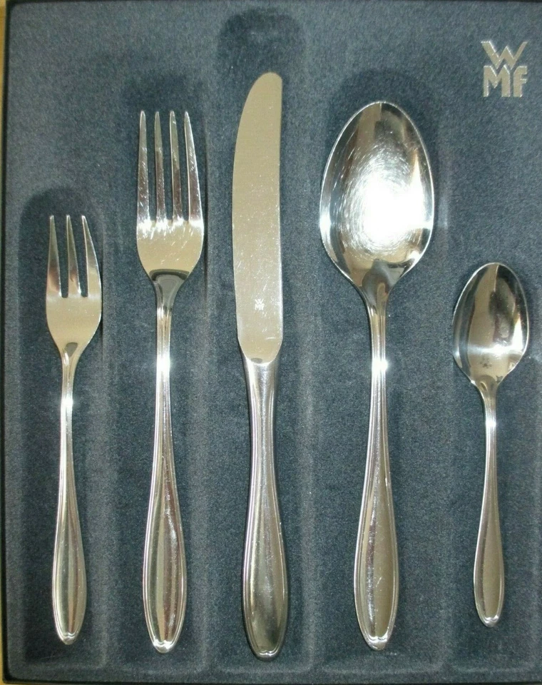 WMF INNSBRUCK CROMARGAN 5-TLG. MESSER, GABEL, LÖFFEL, KAFFEELÖFFEL, KUCHENGABEL - Bild 1 von 1