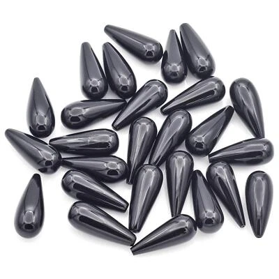 Lote de 26 pedras soltas de lágrima de pera ônix preto 27,5 x 11,0 mm - Imagem 1 de 3