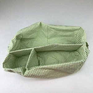 Pottery Barn Kids Basket Liner Green White Divided Gingham fits 12.5 X 7.5 X 10” - Picture 1 of 9