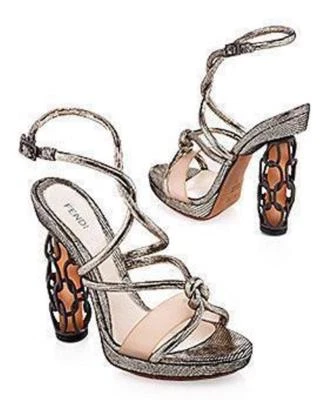 Sandalias FENDI Runway Metálicas Únicas INCREÍBLES Tacón Jaula EU 39.5 I LOVE SHOES Foto 1 de 4